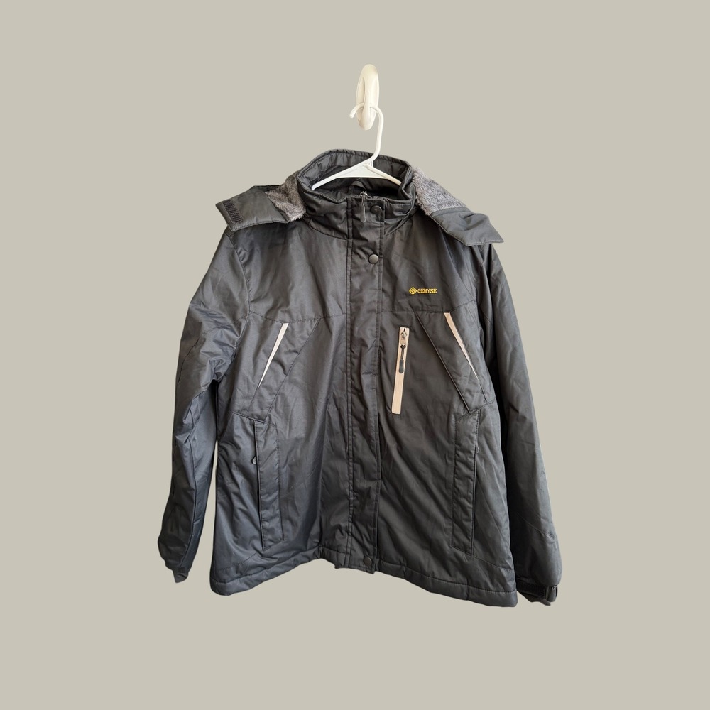 GEMYSE Mens‎ Mountain Waterproof Ski Jacket Black Large Hooded Winter Coat